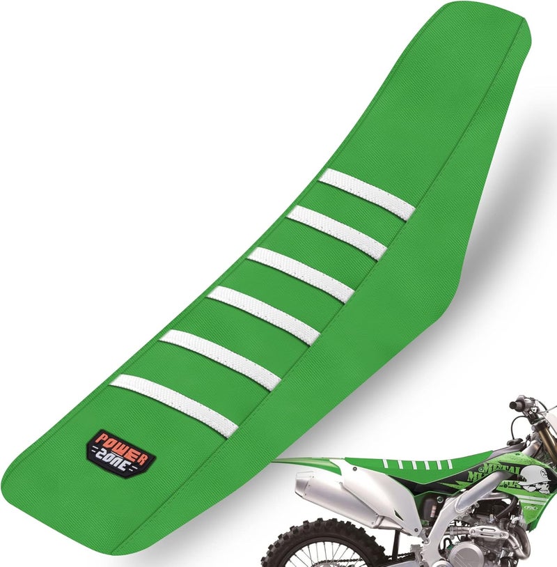 fewfuss Dirt Bike Seat Cover - White Stripe Universial Seat Cover for Dirt Bike - Motorcycle Motorcross Enduro Seat Covers (Green) - Image 1